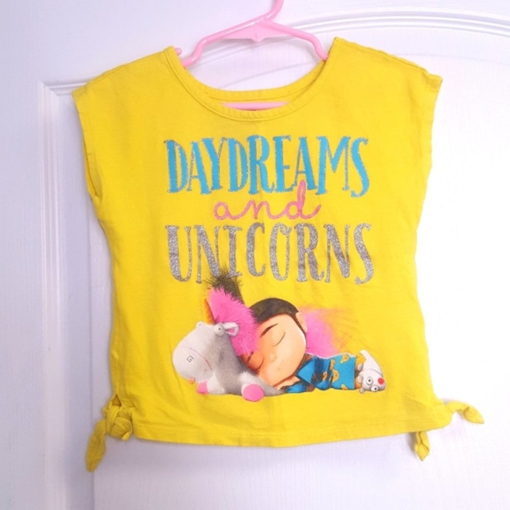 Despicable Me Unicorn Glitter Tie Side Shirt